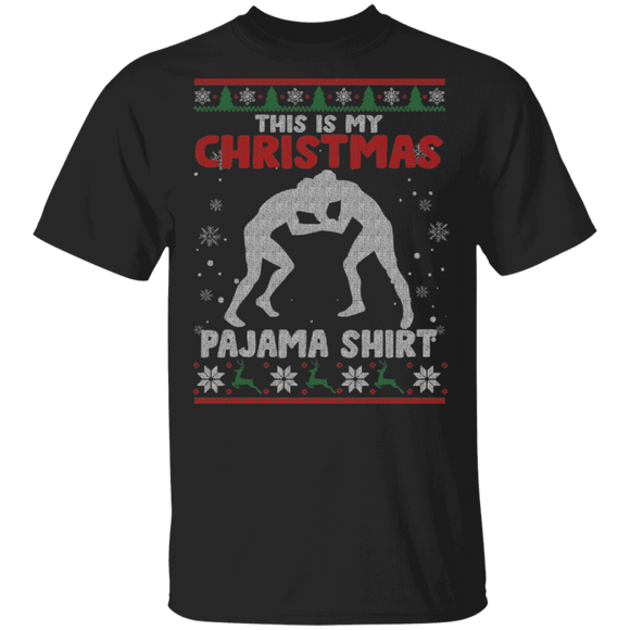 Christmas Wrestling Sweater Funny This Is My Christmas Pajama Shirt X-mas Wrestling Lover Gifts Christmas T-Shirt - Macnystore