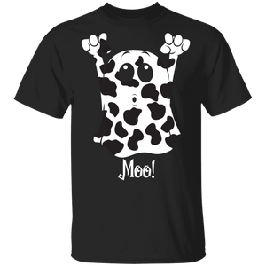 Halloween Farmer Shirt Moo Cute Cow Print Ghost Halloween Cow Lover Farmer Gifts T-Shirt - Macnystore