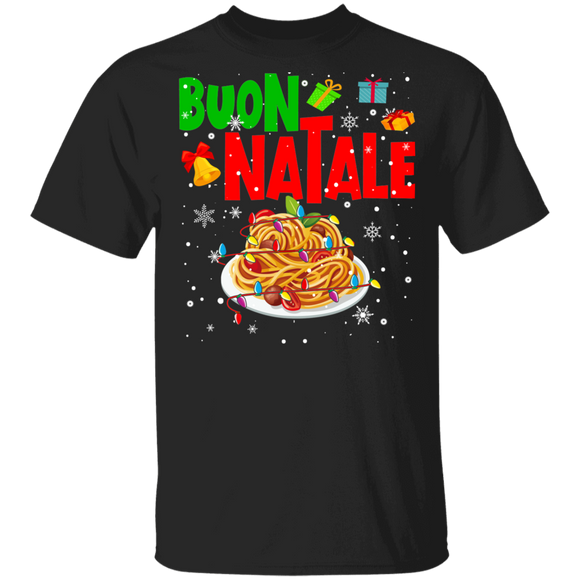 Christmas Spaghetti Shirt Buon Natale Cool Christmas Lights Spaghetti Italian Food Lover Gifts T-Shirt - Macnystore