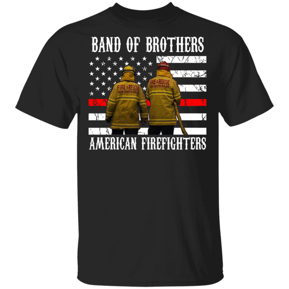 Firefighter Shirt Band Of Brother American Firefighters Cool Red Line American Flag Firefighter Gifts T-Shirt - Macnystore
