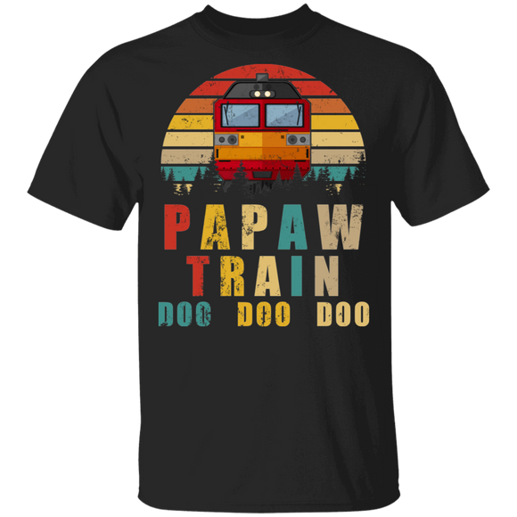 Vintage Retro Papaw Train Doo Doo Doo Cool Locomotive Train Father's Day Gifts T-Shirt - Macnystore