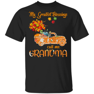 Halloween Autumn Lover Shirt My Greatest Blessings Call Me Grandma Pumpkin Truck Fall Lover Gifts Halloween T-Shirt - Macnystore
