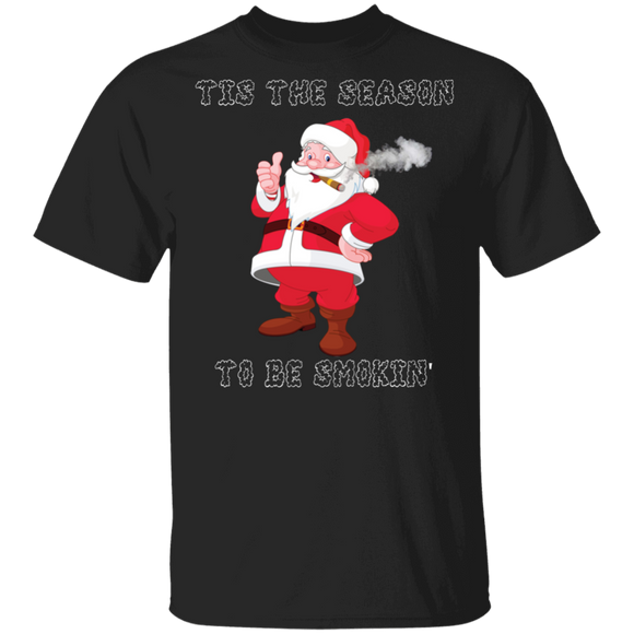 Christmas Santa Shirt Tis The Season To Be Smokin' Funny Christmas Santa Smoking Weed Lover Gifts T-Shirt - Macnystore