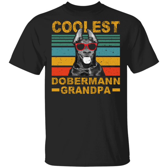 Vintage Retro Coolest Dobermann Grandpa Funny Dobermann Father's Day Gifts T-Shirt - Macnystore