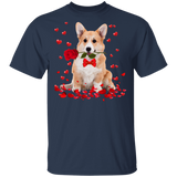 Corgi Rose Flower Funny Corgi Dog Lover Owner Couple Husband Wife Fiance Fiancee Girlfriend Boyfriend Valentine Gifts T-Shirt - Macnystore