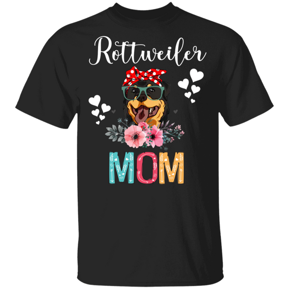 Rottweiler Mom Puppy Mom Dog Mom Lover Floral T-Shirt - Macnystore