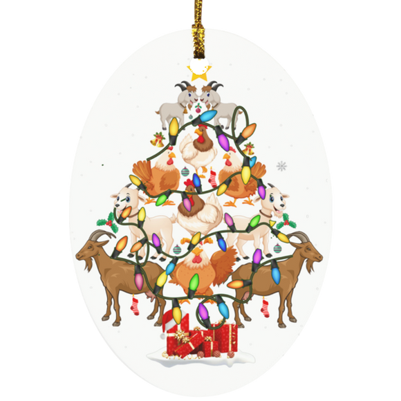 Decorative Hanging Ornaments Chicken And goat Christmas Tree Xmas Light SUBORNO Oval Ornament - Macnystore