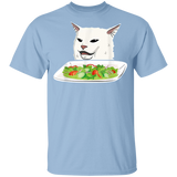 Angry Women Yelling At Confused Cat At Dinner Table Funny Cat  T-Shirt - Macnystore