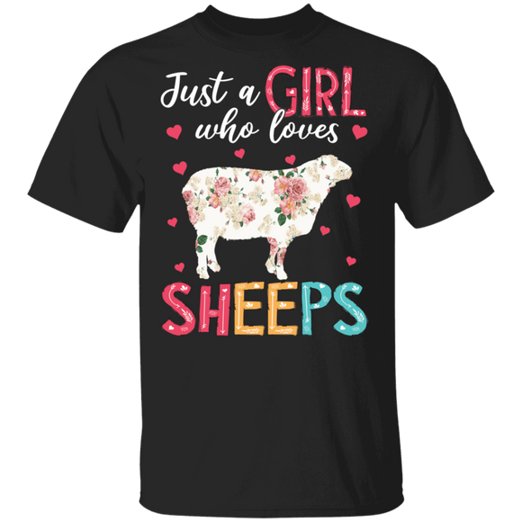 Cute Just A Girl Who Loves Sheeps Flower T-Shirt - Macnystore