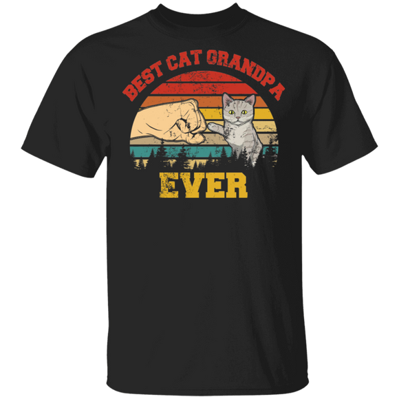 Vintage Retro Best Cat Grandpa Ever Cat Lover Owner Fans Matching Shirt For Family Funny Men Gifts T-Shirt - Macnystore