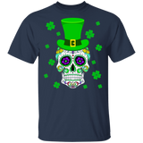 Leprechaun Sugar Skull Shamrock St Patrick's Day Irish Mexican Lover Mom Dad Grandpa Grandma Son Daughter Niece Uncle St Patrick's Day T-Shirt - Macnystore