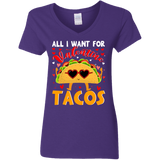 All I Want For Valentine Tacos Ladies V-Neck T-Shirt - Macnystore