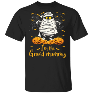 Grandma Halloween Costume Grand Mummy Pumpkin Bat T-Shirt - Macnystore