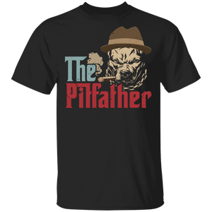 Vintage The Pitfather Funny Pitbull Smoking Matching Pitbull Lover Father's Day Gifts T-Shirt - Macnystore