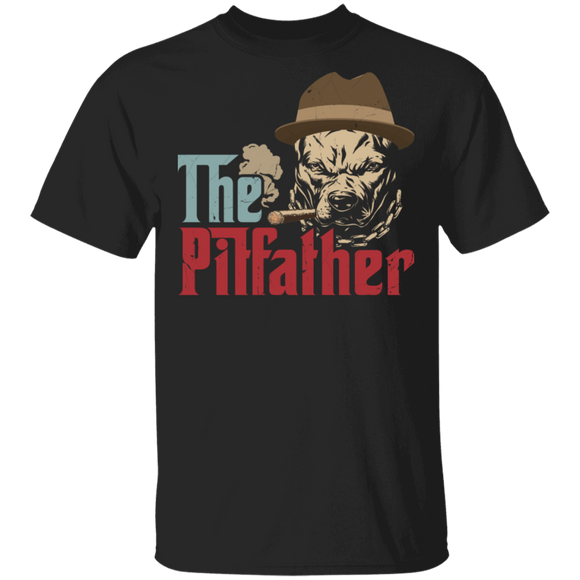 Vintage The Pitfather Funny Pitbull Smoking Matching Pitbull Lover Father's Day Gifts T-Shirt - Macnystore