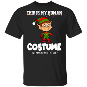 Halloween Shirt This is My Human Costume I Am Really An Elf Cool Elf Lover Gifts Halloween T-Shirt - Macnystore