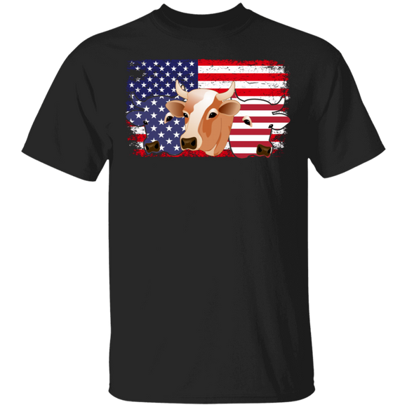 Funny American Flag Cows Shirt Matching Cow Lover Owner Fans Farmer Rancher American Gifts T-Shirt - Macnystore