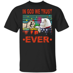 In God We Trust Ever Cute Samoyed Wearing American Flag 4th Of July Gifts T-Shirt - Macnystore