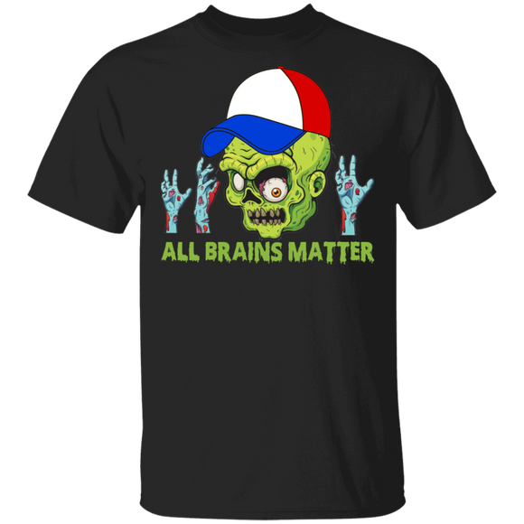 Halloween Zombie Shirt All Brains Matter Funny Halloween Zombie Teacher Educator Gifts Halloween T-Shirt - Macnystore