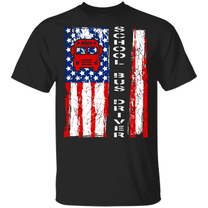 School Bus Driver Flag Cool American Flag Matching Bus Driver 4th Of July Gifts T-Shirt - Macnystore