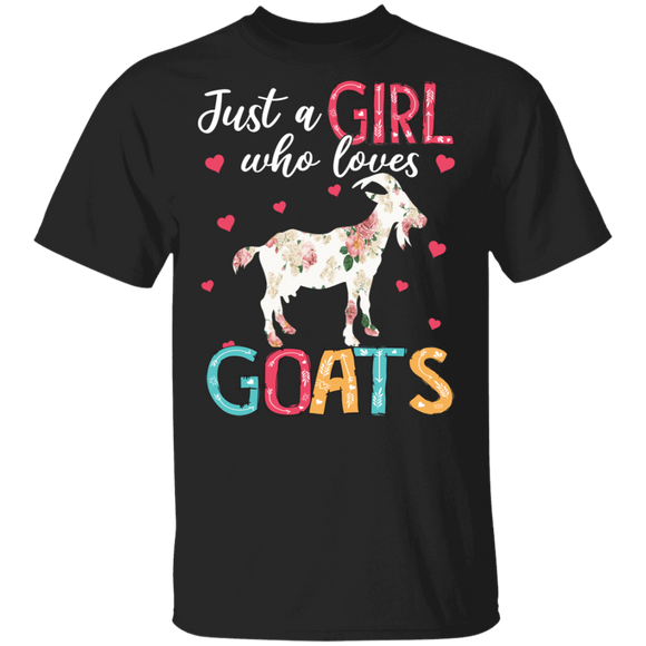 Cute Just A Girl Who Loves Goats Flower T-Shirt - Macnystore