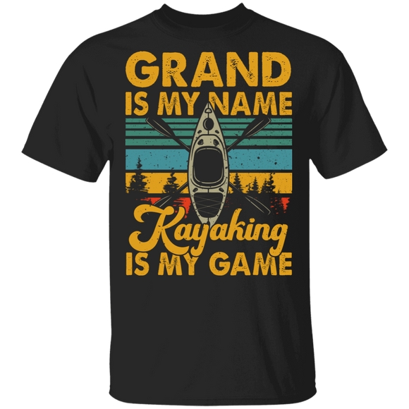Vintage Retro Grand Is My Name Kayaking Is My Game Kayaking Lover Father's Day Grandpa Gifts T-Shirt - Macnystore