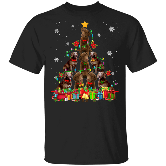 Christmas Tree Shirt Chesapeake Bay Retriever Christmas Tree Cute X-mas Tree Dog Lover Gifts Christmas T-Shirt - Macnystore