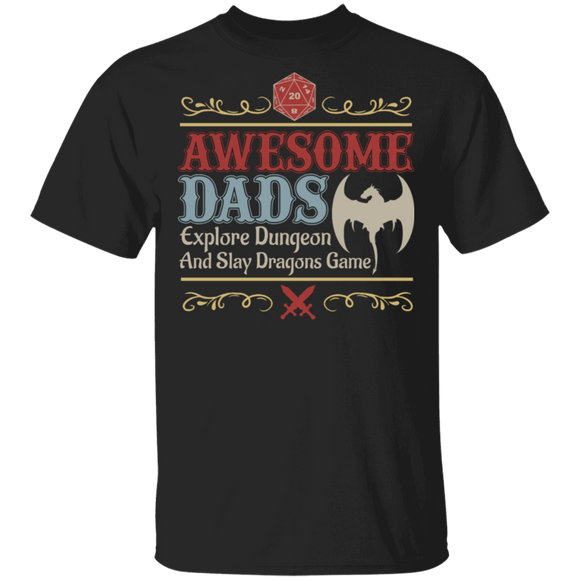 Awesome Dads Explore Dungeon And Slay Dragons Game Matching Father's Day Shirt T-Shirt - Macnystore