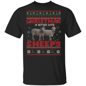 Christmas Sheep Sweater Funny Christmas Is Better With Sheeps Cute Sheep Lover Gifts Christmas T-Shirt - Macnystore