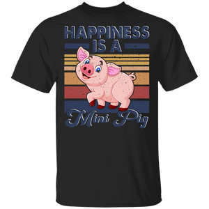 Vintage Retro Miniature Pig Happiness is A Mini Pig Pet Pig Lovers T-Shirt - Macnystore