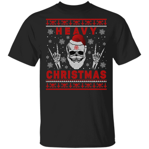 Christmas Skull Shirt Heavy Christmas Ugly Funny Christmas Sweater Santa Skull Lover Gifts T-Shirt - Macnystore