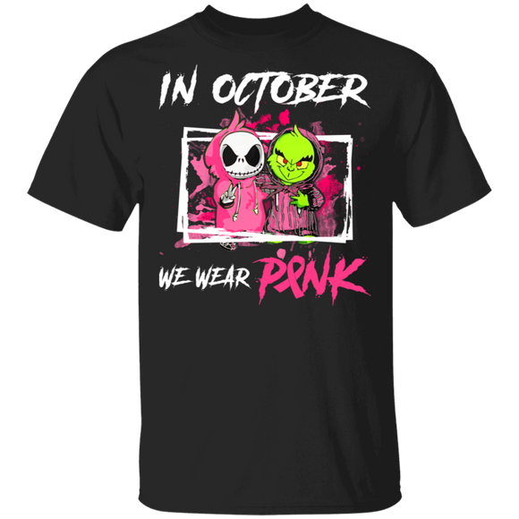 In October We Wear Pink Cute Breast Cancer Awareness Halloween Gifts T-Shirt - Macnystore