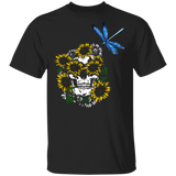 Sunflower Skull Dragonfly Shirt Matching Men Women Sunflower Lover Gifts T-Shirt - Macnystore