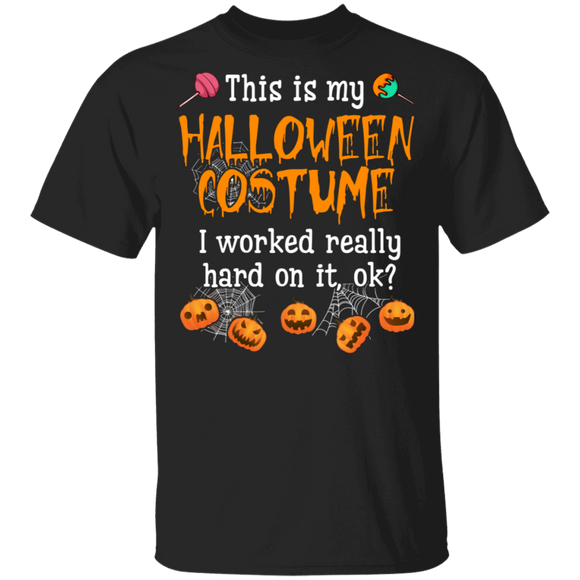 Halloween Shirt This Is My Halloween Costume Funny Pumpkin Spiderwebs Gifts Halloween T-Shirt - Macnystore