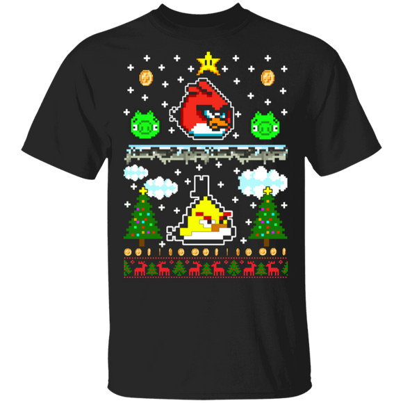 Christmas Gamer Shirt Angry Birds Cool Ugly Christmas Sweater Game Gamer Lover Gifts Christmas T-Shirt - Macnystore