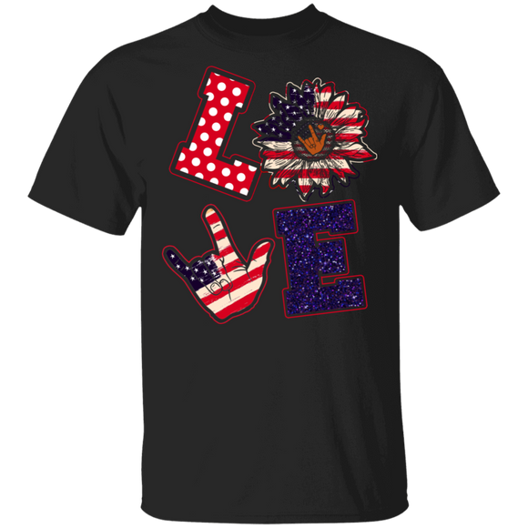 Love American Flag Sunflower Rock Shirt Matching Rock Lover Fans Happy 4th Of July United States Independence Day Gifts T-Shirt - Macnystore