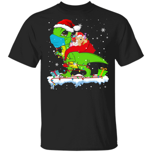 Christmas Santa Shirt T-Rex Face Covering Funny Christmas Santa T-Rex Lover Gifts T-Shirt - Macnystore