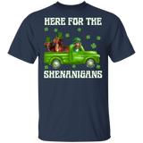 Here For The Shenanigans Leprechaun Dachshund St Patrick's Day T-Shirt - Macnystore