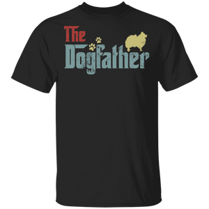 Vintage The Dogfather Cool Pomeranian Shirt Matching Pomeranian Dog Lover Owner Fans Trainer Men Dad Father's Day Gifts T-Shirt - Macnystore