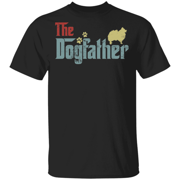 Vintage The Dogfather Cool Pomeranian Shirt Matching Pomeranian Dog Lover Owner Fans Trainer Men Dad Father's Day Gifts T-Shirt - Macnystore