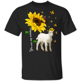 You Are My Sunshine Cute Butterflies Sunflower Goat Shirt Matching Goat Lover Fans Farmer Rancher Gifts T-Shirt - Macnystore