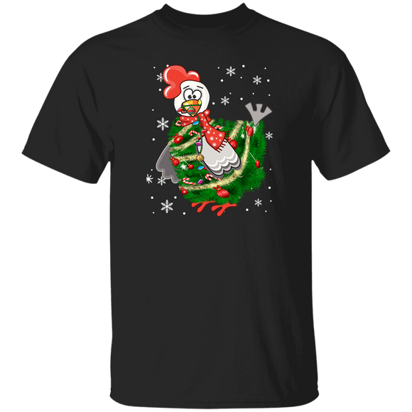 Christmas Chicken Lover Shirt Chicken Christmas Tree Funny Christmas Tree Chicken Farmer Lover Gifts Christmas T-Shirt - Macnystore