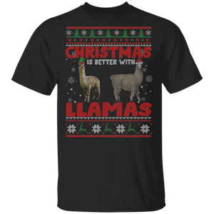 Christmas Llama Sweater Funny Christmas Is Better With Llamas Cute Llama Lover Gifts Christmas T-Shirt - Macnystore