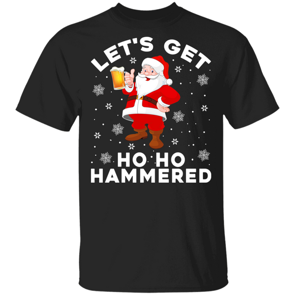 Christmas Santa Shirt Let's Get Ho Ho Hammered Funny Christmas Santa Claus Beer Drunker Drinking Lover Gifts T-Shirt - Macnystore