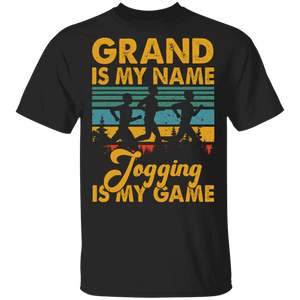 Vintage Retro Grand Is My Name Jogging Is My Game Jogging Lover Father's Day Grandpa Gifts T-Shirt - Macnystore