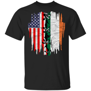 American Flag And Ireland Flag Matching Irish Americans Irish Descent Gifts T-Shirt - Macnystore