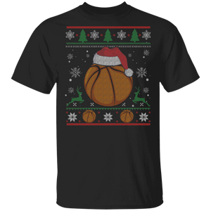 Christmas Sport Shirt Basketball With Santa Hat Funny Christmas Basketball Player Lover Gifts Christmas T-Shirt - Macnystore