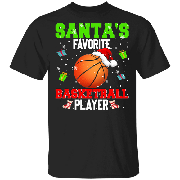 Christmas Santa Shirt Santa's Favorite Basketball Player Funny Christmas Santa Basketball Team Player Lover Gifts T-Shirt - Macnystore