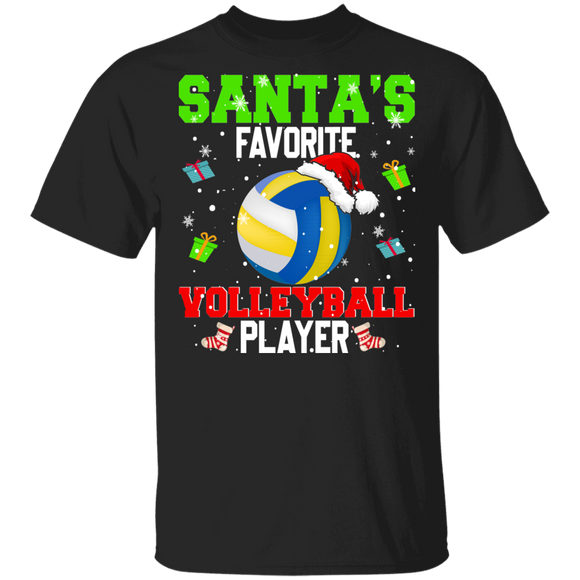 Christmas Santa Shirt Santa's Favorite Volleyball Player Funny Christmas Santa Volleyball Team Player Lover Gifts T-Shirt - Macnystore