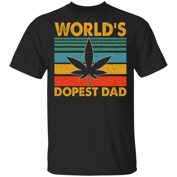 Vintage Retro World's Dopest Dad Cool Weed Cannabis Father's Day Gifts T-Shirt - Macnystore